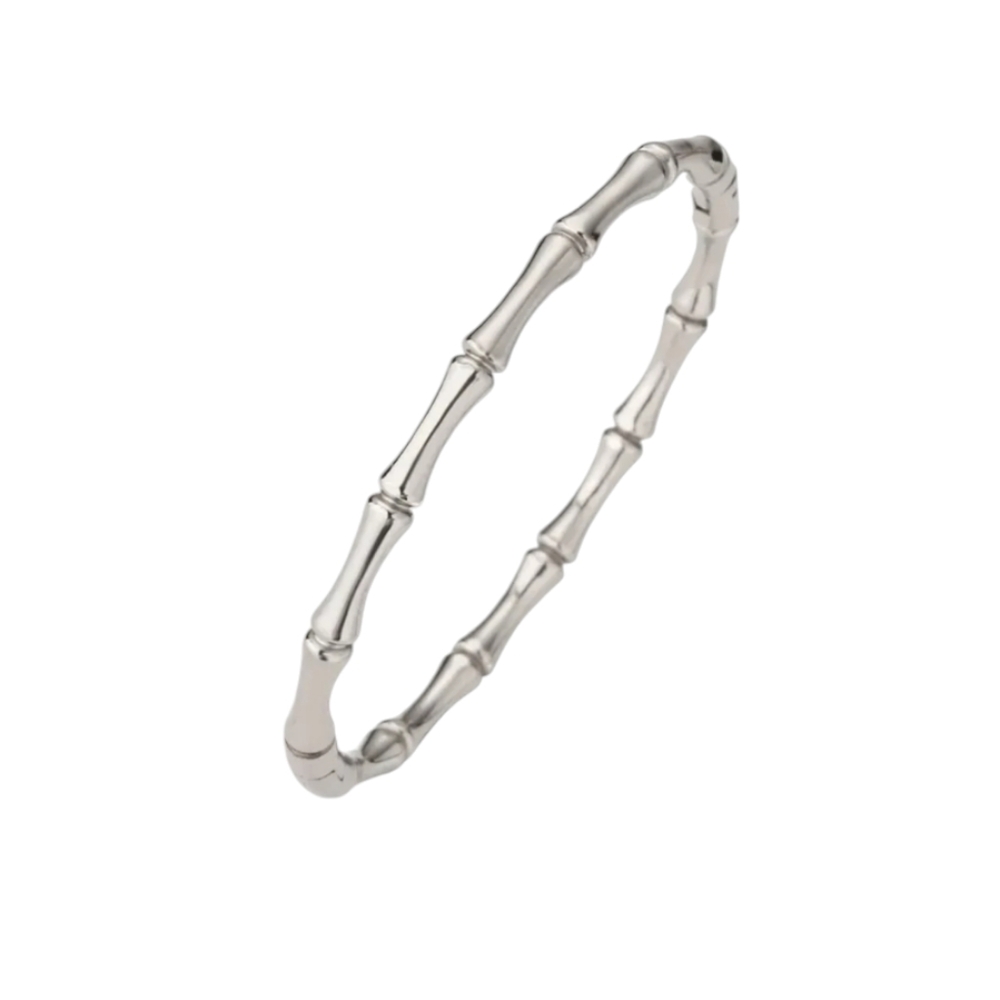 Stainless steel bamboo bangle bracelet silver plated, NEW